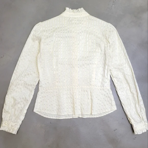 ITALIAN FABRIC Adorable Stripe Peplum Blouse with Pearl Buttons Size M - Picture 9 of 11